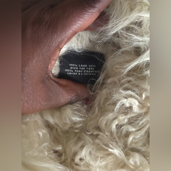 Vintage Penny Lane Kenneth Cole brown lamb skin with cream Mongolian fur trim - Picture 10 of 12